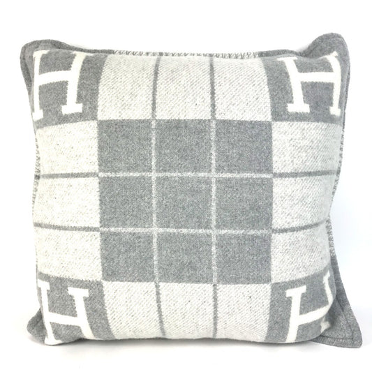 HERMES Square square Cushion "Avalon III" PM interior pillow pillow cushion Wool / Cashmere gray Used