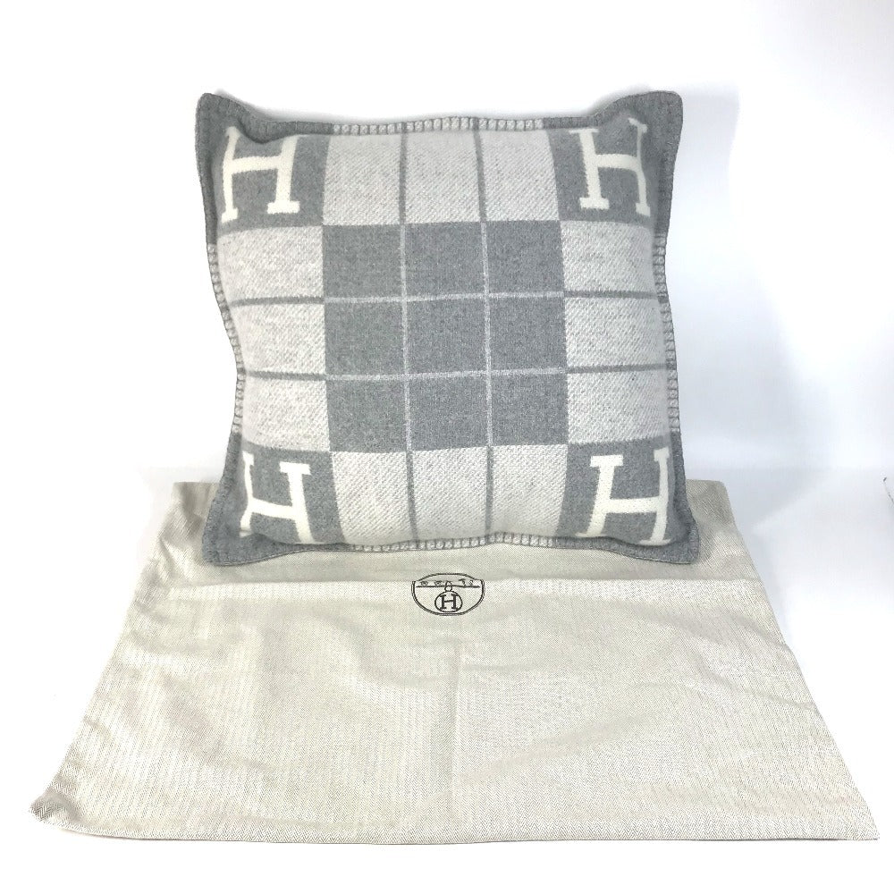 HERMES Square square Cushion "Avalon III" PM interior pillow pillow cushion Wool / Cashmere gray Used