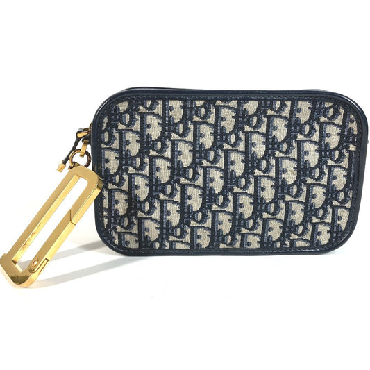 Dior S5700CTZQ Oblique logo all-over pattern Cluch Bag, Bag, Pouch, DHardware Clutch bag Leather/Canvas Navy Used