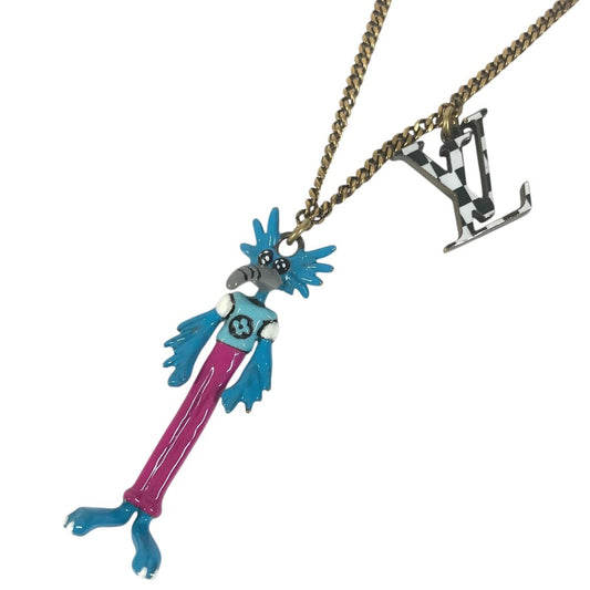 LOUIS VUITTON MP2928 Accessories Chain Necklace LV Animals Pendant Zoom-kun ZOOM LV Dragon Necklace Metal Multicolore Used