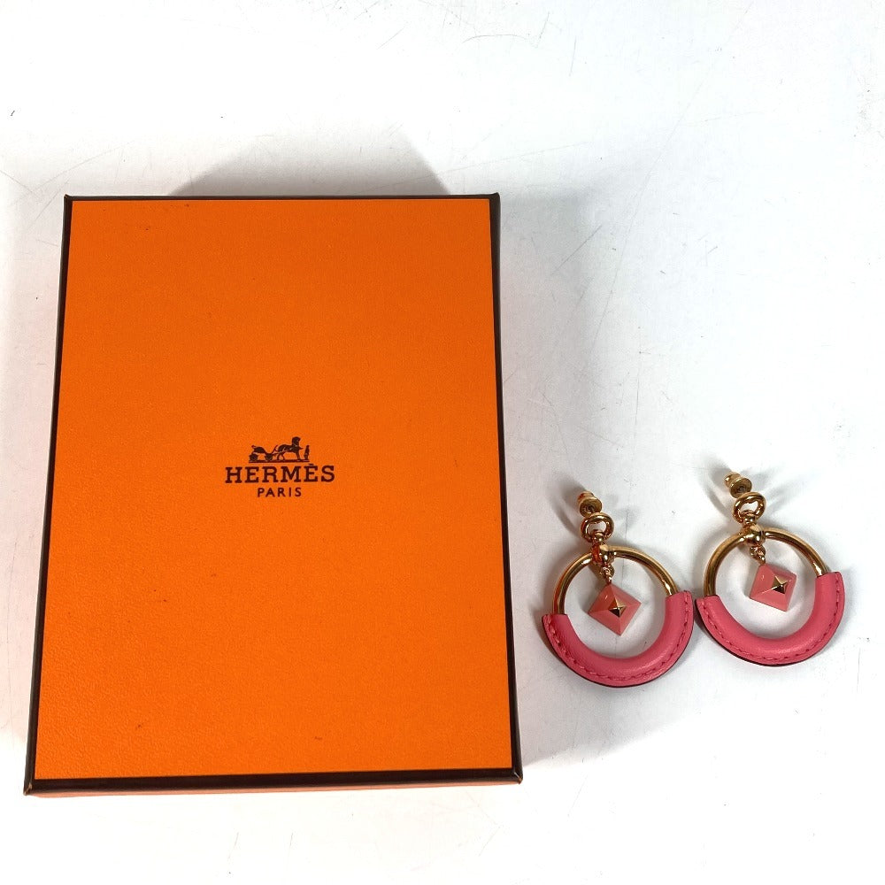 HERMES Loop Medor Pierce PM Accessory Jewelry Pierce Leather / Metal pink Used