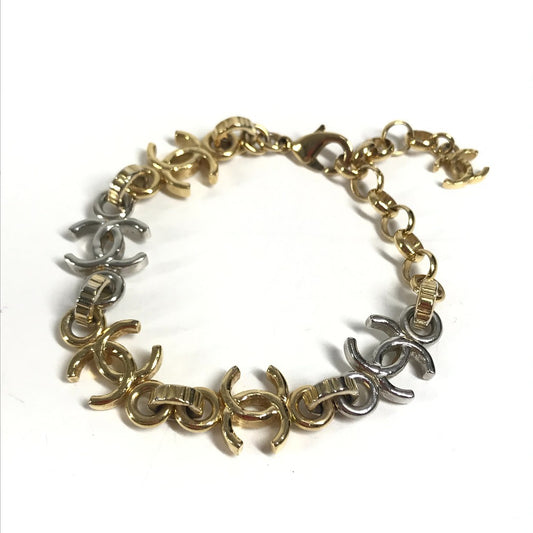 CHANEL B26P CC CC Mark Chain Bracelet Bicolor Accessories Bracelet Metal Gold/Silver Used