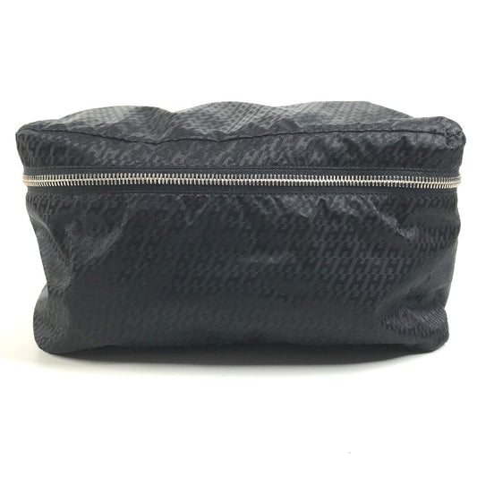 HERMES logo Woos de Voyage Mini Cosmetics Pouch, Travel Makeup Pouch Pouch silk Black Used