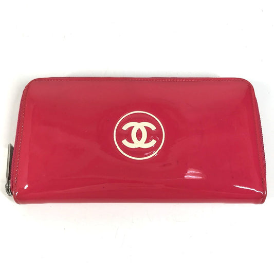 CHANEL A69091 Makeup CC CC Mark logo Long wallet Zip Around Long Wallet pink/White Used