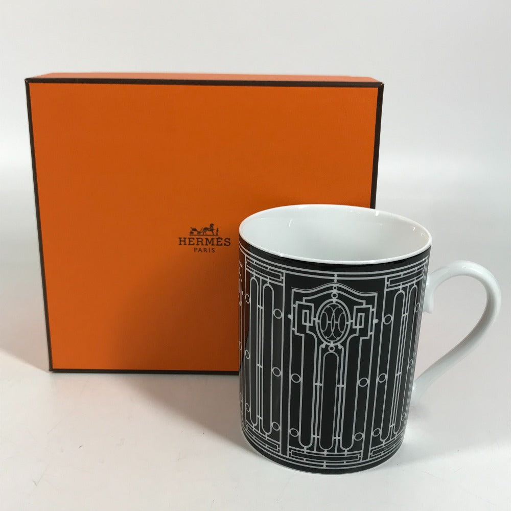 HERMES H DECO Tableware, cups, coffee cups Mug Pottery Black/White Used