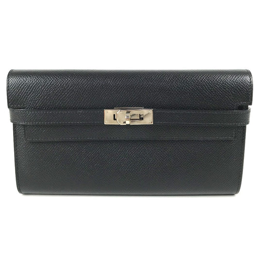 HERMES Kelly wallet Long Wallet Flap Long Wallet Epsom Black/SilverHardware Used