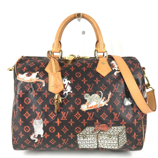 LOUIS VUITTON M44401 Monogram Catgram Cat SpeedyBandouliere30NM 2WAY Bag Shoulder Bag Mini Duffle Bag Hand Bag MonogramCanvas Brown/Orange Used