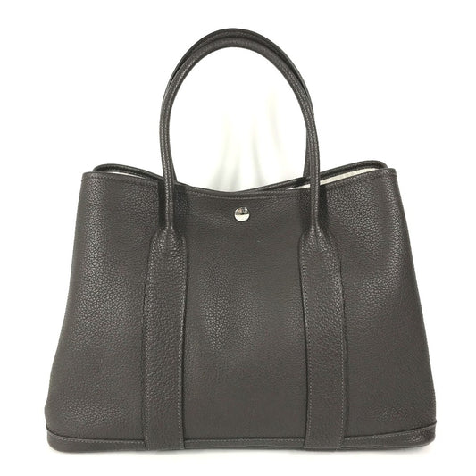 HERMES Leather Garden Party PM Garden Party PM Bag, Handbag, Shoulder Bag Tote Bag Negonda Evennes Brown/SilverHardware Used