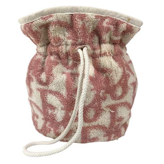 Dior pile Trotter Logo Drawstring Pouch Makeup pouch makeup cosmetics Pouch cotton pink/White Used