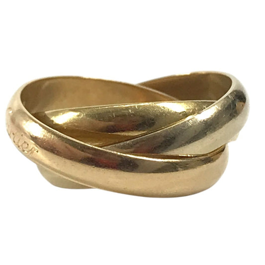 CARTIER K18 Gold 18K Trinity logo Triple-strand accessory jewelry Ring YG750 Gold/Silver Used