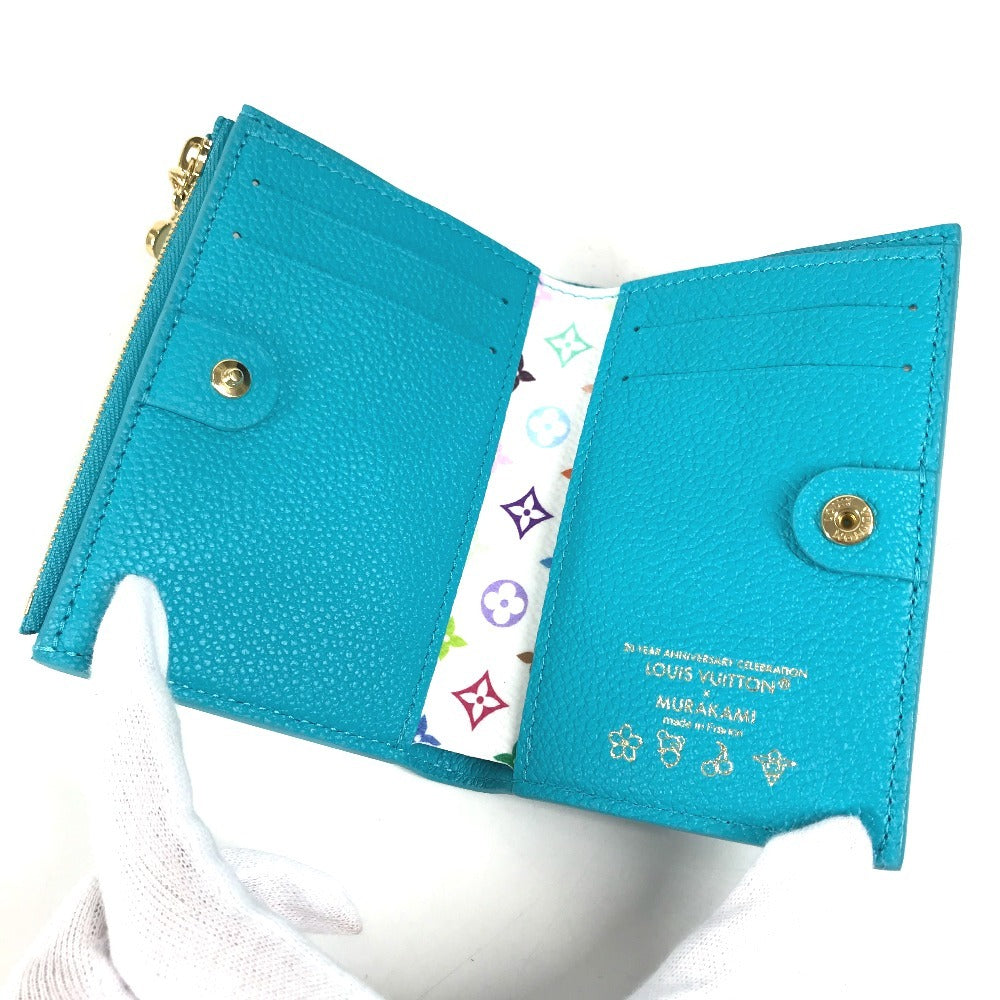 LOUIS VUITTON M14089 LV × TM Takashi Murakami Collaboration Monogram Multicolore Portefeuille Lisa Compact Wallet Wallet Folded wallet MonogramMulticoloreCanvas Kabira Blue blue Used