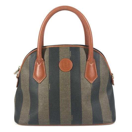 FENDI Vintage Pecan Logo Tote Bag, Leather/PVC, Unisex, Khaki