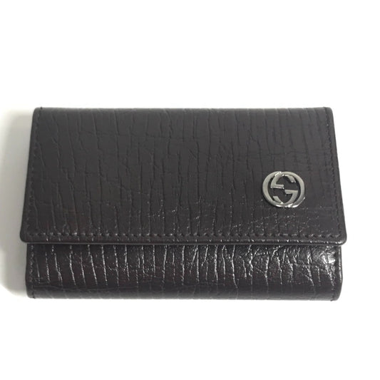 GUCCI 115225 Vintage GG Interlocking G 6-Key Key Case, Leather, Unisex, Brown