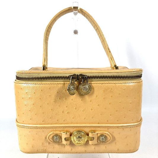 VERSACE ヴィンテージ ミラー付き 鏡 サンバースト ロゴ カバン バニティバッグ ボックス BOX ハンドバッグ レディース イエロー