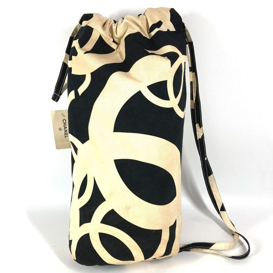 CHANEL CC Coco Mark Drawstring Bag, Shoulder Bag, Cotton, Women's, White