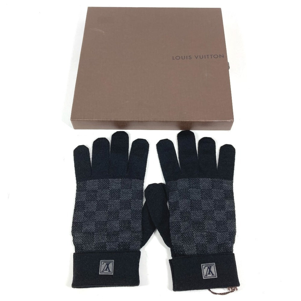 LOUIS VUITTON M70006 Damier Graphite Gon Petit Damier Wool Gloves Men's Black