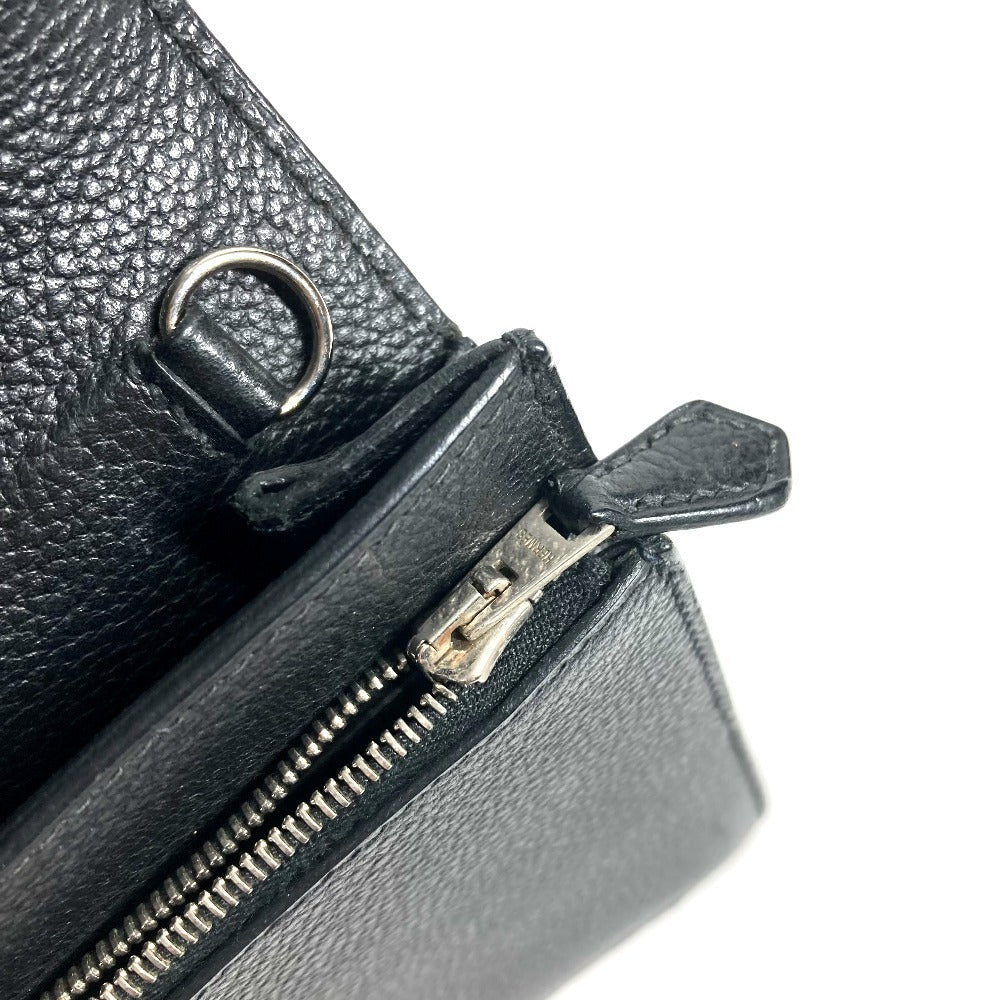 HERMES ヴィンテージ ポシェットジェット セカンドバッグ フラップ カバン ポーチ クラッチバッグ レザー ユニセックス ブラック