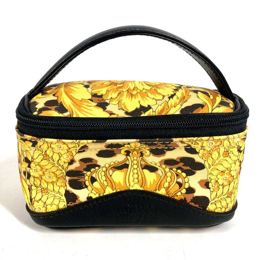 VERSACE レオパード 豹 ヒョウ ヴィンテージ バニティバッグ ミニ マルチポーチ 化粧ポーチ メイクポーチ パイル ポーチ PVC/レザー ユニセックス イエロー