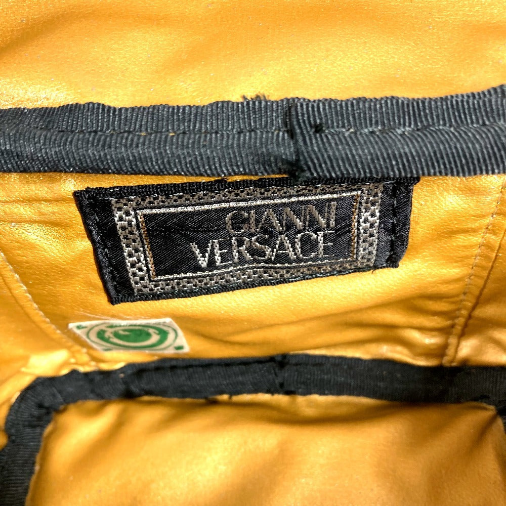 VERSACE レオパード 豹 ヒョウ ヴィンテージ バニティバッグ ミニ マルチポーチ 化粧ポーチ メイクポーチ パイル ポーチ PVC/レザー ユニセックス イエロー