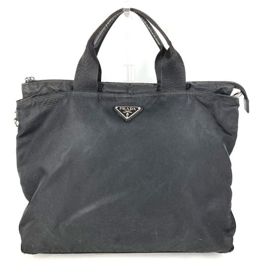 PRADA トライアングルロゴ 三角ロゴ プレート トートバッグ カバン ハンドバッグ ナイロン ユニセックス ブラック