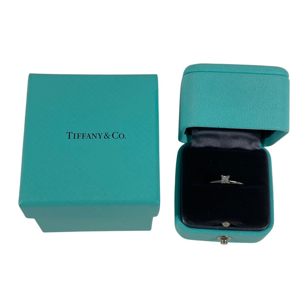 TIFFANY&Co. D0.19ct Diamond Princess Cut Platinum Accessory Jewelry Ring Pt950 Ladies Silver