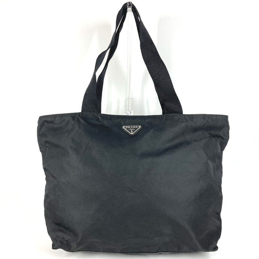 PRADA B5877F トライアングルロゴ 三角ロゴ プレート カバン 肩掛け トートバッグ ショルダーバッグ ナイロン ユニセックス ブラック