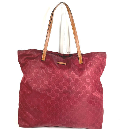 GUCCI 295252 GG Logo Bag Tote Bag Shoulder Bag Vertical Tote Shoulder Bag Leather/Nylon Unisex Wine Red