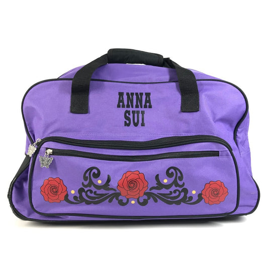 ANNA SUI Travel Bag 2-Wheel Butterfly Logo Suitcase Canvas Unisex Purple