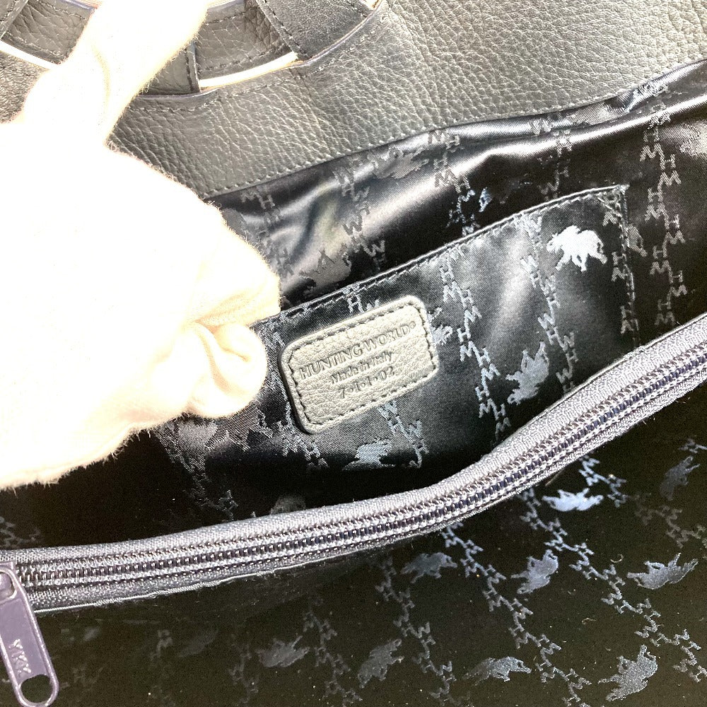 HUNTING WORLD ロゴ カバン ハンドバッグ レザー/キャンバス ユニセックス ブルー
