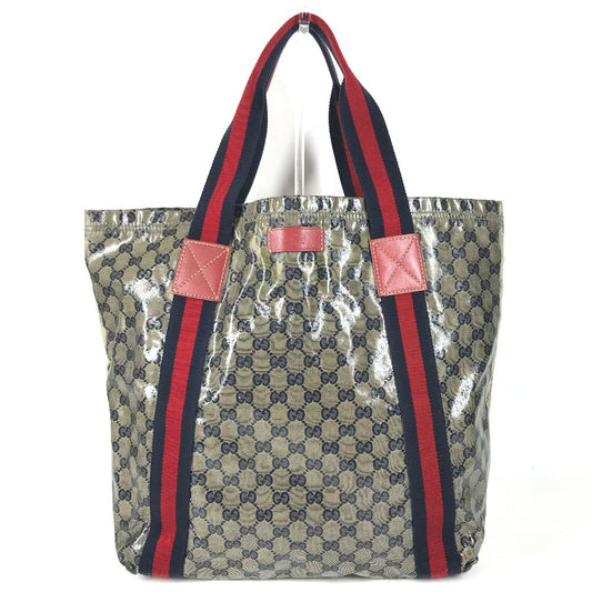 GUCCI 189669 GG logo Tote Bag Shoulder Tote Shoulder Bag Coating canvas Navy Used