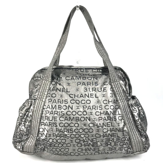 CHANEL Unlimited CC CC Mark logo Bags Hand Bag Shoulder Bag Tote Bag Duffle Bag Nylon canvas Silver/Black Used