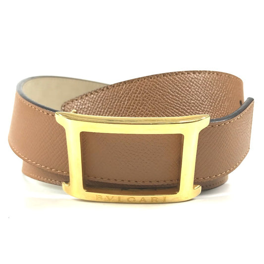 BVLGARI logo Buckle belt belt Leather Brown/GoldHardware Used