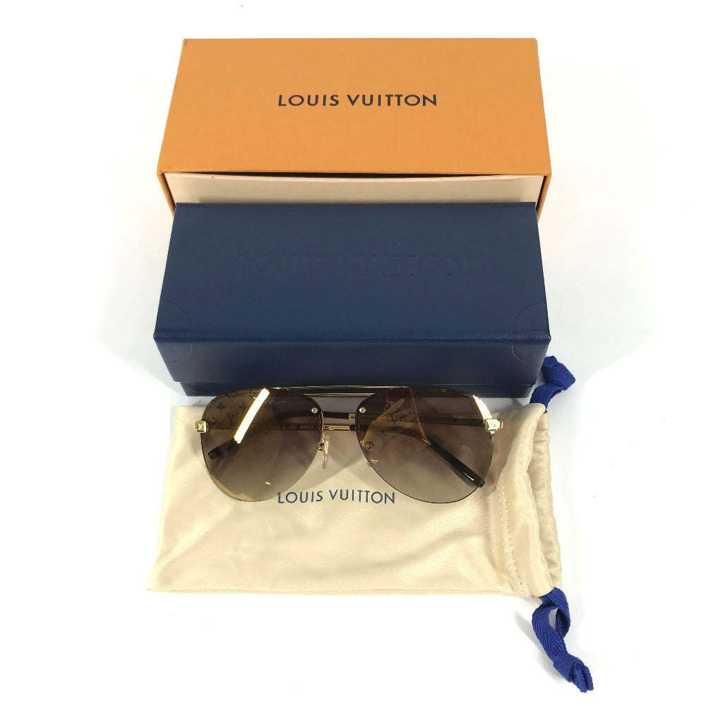 LOUIS VUITTON Z1020E Monogram Clockwise Sunglasses glasses glasses eyewear sunglasses Metal / Plastic Brown/Gold Used