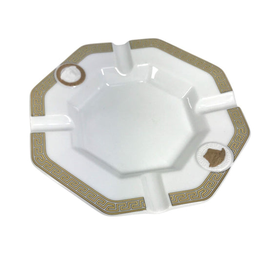 VERSACE Rosenthal Rosenthal Medusa logo Ashtray accessory case ashtray Pottery White/Gold Used
