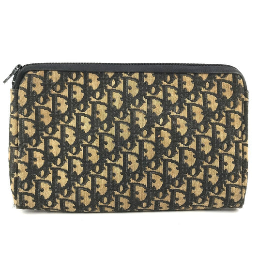 Dior vintage Trotter logo Bag Pouch Cluch Bag Clutch bag Leather/Canvas Navy Used