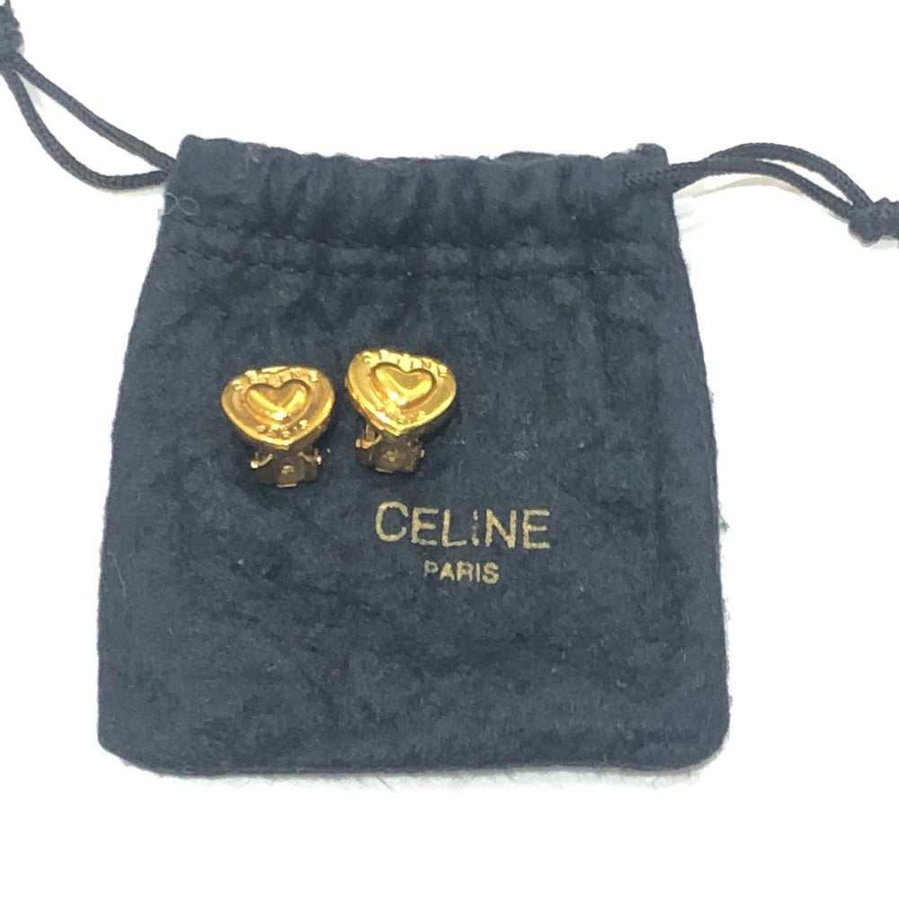 CELINE ヴィンテージ ロゴ ハート アクセサリー ファッションジュエリー クリップ式 イヤリング メタル レディース ゴールド