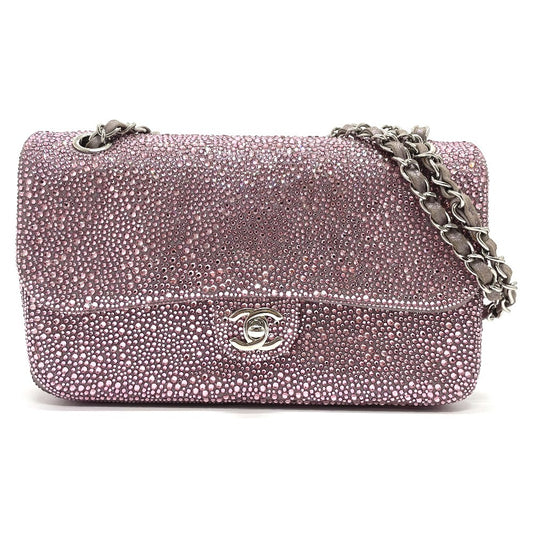 CHANEL ラスベガス ベラージオ店限定 CC ココマーク スワロフスキー カバン Wチェーン チェーンバッグ ショルダーバッグ スワロフスキー レディース ピンク