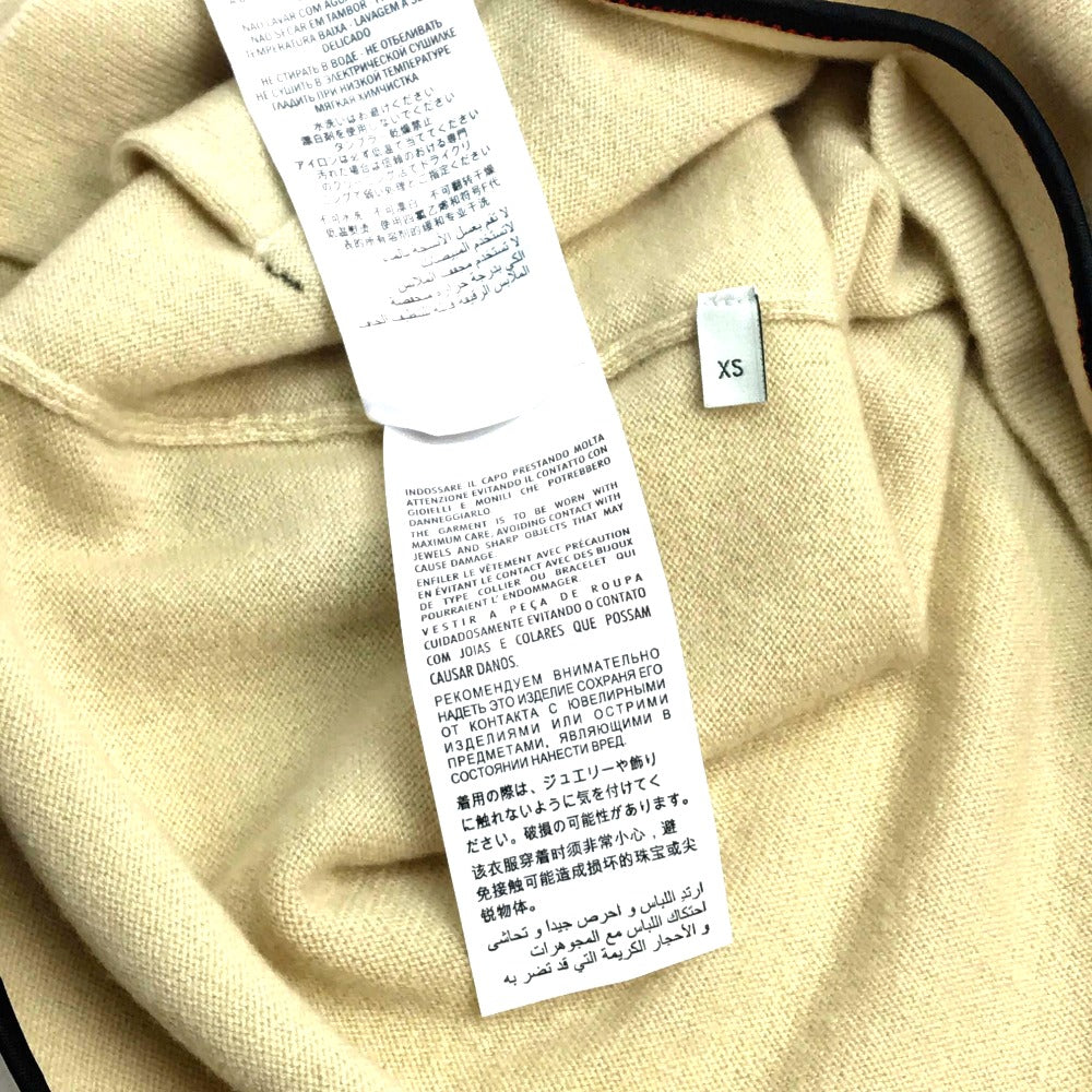 GUCCI 501400 Ribbon Apparel Top, Short Sleeve Cashmere Knit, Women's, Beige