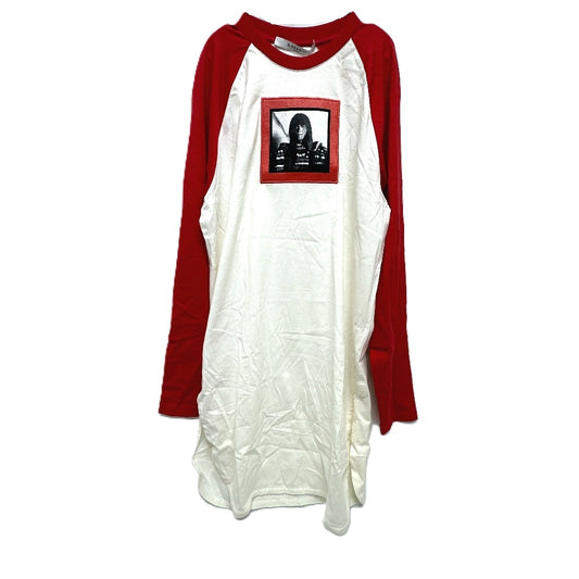 GIVENCHY 17W7269651 Printed Embroidered Oversized Long Sleeve T-Shirt Dress, Cotton, Unisex, White, Red and White