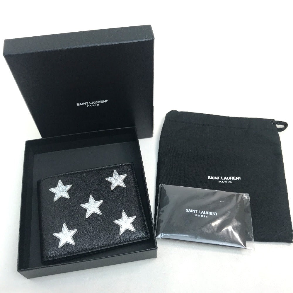 SAINT LAURENT PARIS 361320 Star Patchwork Leather Men's Black Black x Silver