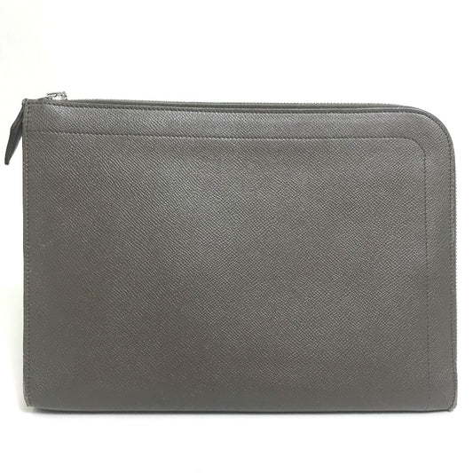 HERMES L-shaped zipper zip computer bag, clutch bag, Epson, unisex, Etoupe, gray