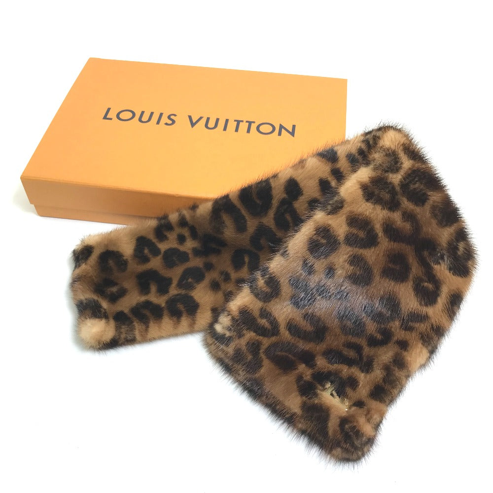 LOUIS VUITTON M72245 Leopard Pattern Écharpe Vison Fur Tippet Scarf Fur Women's Brown x Pink
