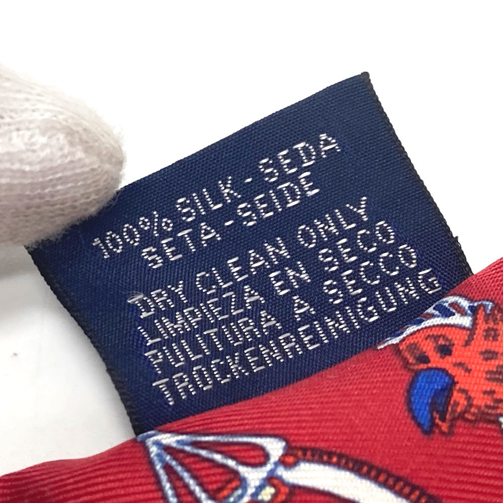 HERMES Animal Twilly Scarf Silk Women's Red