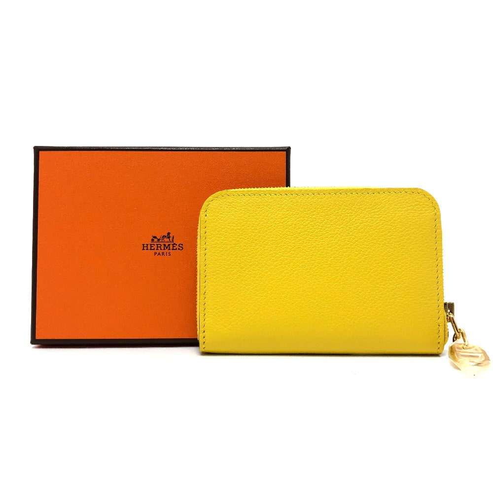 HERMES Chaine d'Ancre Zip Ango IC Case, Pass Case, Wallet, Card Case, Evercolor, Unisex, Yellow