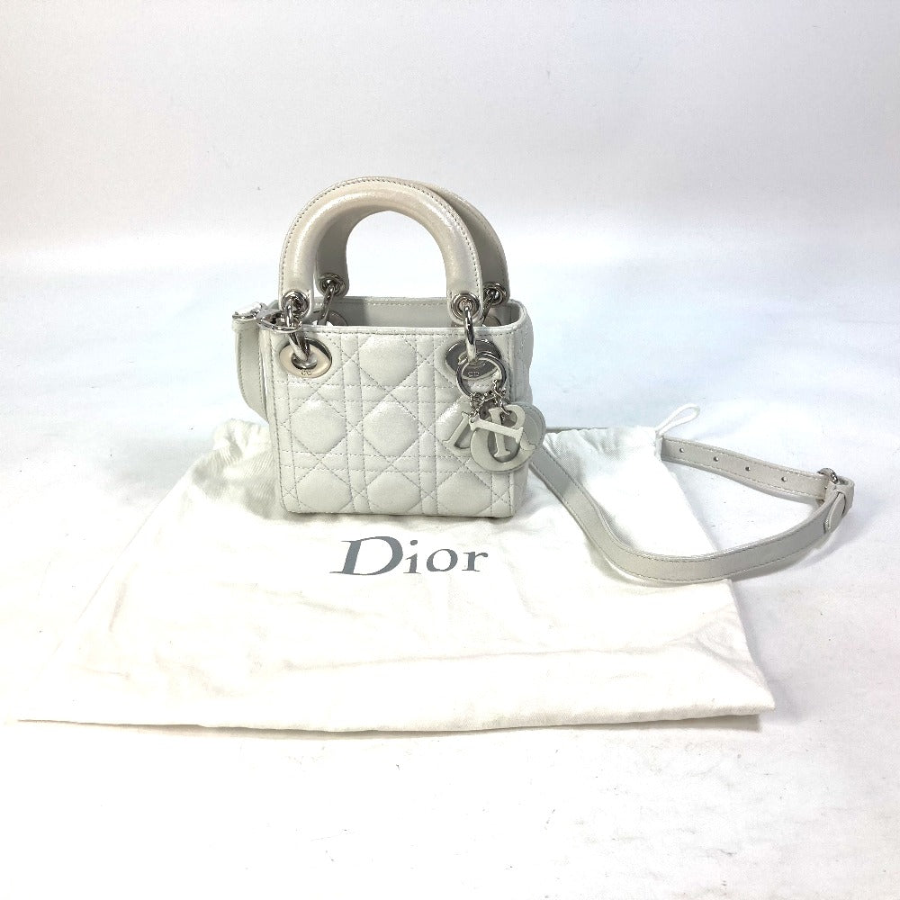 Dior レディディオール カナージュ ミニ 2WAY ショルダーバッグ 斜め掛け カバン ハンドバッグ レザー レディース - brandshop-reference