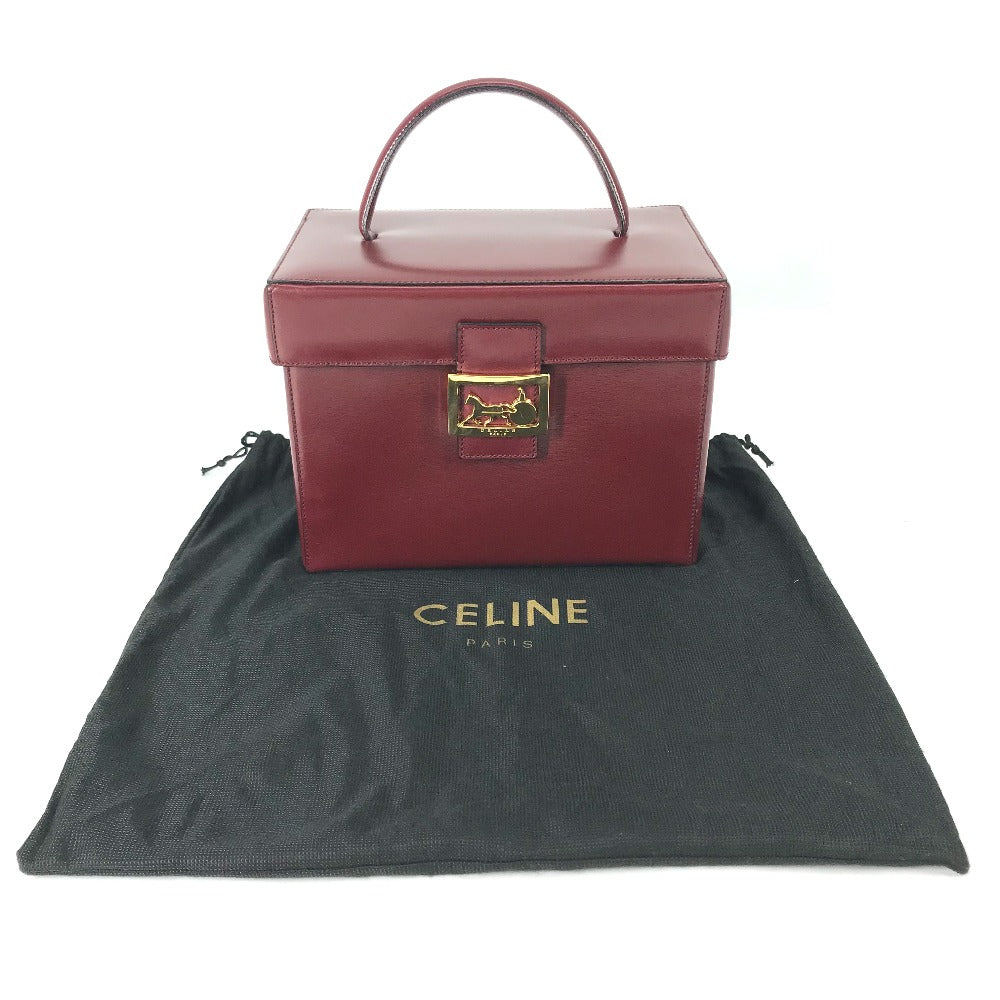CELINE Vintage Vanity Box with Carriage Hardware and Mirror, Leather Handbag, Women's, Bordeaux