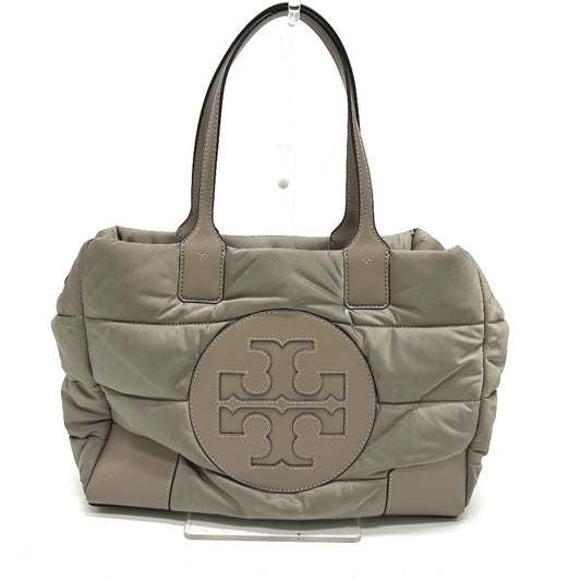Tory Burch Logo Shoulder Bag/Tote Bag in Nylon/Leather, Gray