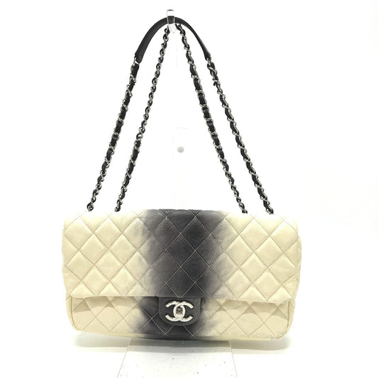 CHANEL CC Coco Mark Matelasse Quilted Chain Bag with Double Chain, Shoulder Bag, Caviar Leather, Women's, White