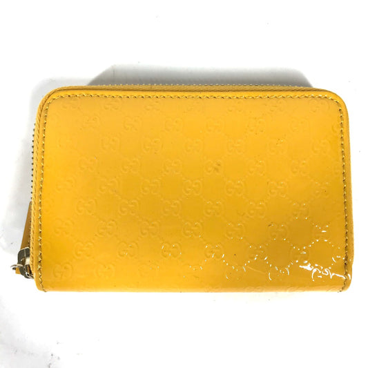 GUCCI 255452 Shima Line Micro Guccissima Wallet, Coin Purse, Compact Wallet, Card Case, Coin Case, Enamel, Women's, Yellow