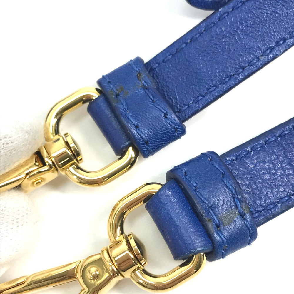 PRADA ロゴ 斜め掛け リボン 2WAY ショルダーバッグ カバン トートバッグ ハンドバッグ レザー レディース ブルー
